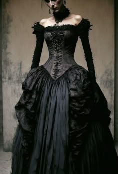 Goth Gown Victorian, Gothic Corset Wedding Dress, Black Lace Victorian Dress, Victoria Gothic Dress, Victorian Ball Gowns Black, Gothic Dress Elegant Fairy, Black Wedding Dress With Corset, Black Ballroom Dress Gowns, Victorian Goth Dress Aesthetic