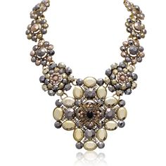 Gold Crystal Fashion Statement Necklace For Women Junior Work Casual accessories #ChainLink Fantasy Necklace, Floral Statement Necklace, Long Statement Necklace, Casual Accessories