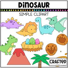 dinosaur clipart for kids to color and cut out with their own name on it