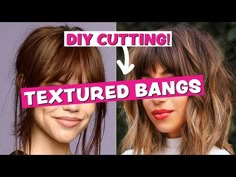 How To Trim Bangs Tutorials, Trimming Your Own Bangs, How To Trim Your Bangs At Home, Diy Curtain Bangs Long Hair, Beth Dutton Bangs Diy, How To Fringe Bangs, How To Layer Bangs, How To Do Fringe Bangs, Bangs Split In Middle