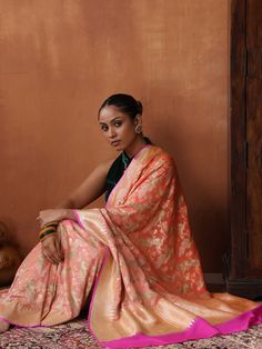 An exclusive Georgette saree from Khinkhwab's birds of paradise collection. Add a dash of your favorite color to your ethnic look with this beautiful Banarasi Handloom Saree, made of Georgette silk, with the illustrious bird's motifs weave. Jaal weave is inherent to Banarasi weaving and this saree is the epitome of the craftsmanship of the renowned weavers of Banaras. Ethnic Looks, Bird Motif, Georgette Saree, Georgette Sarees, Birds Of Paradise, Handloom Saree, Lehenga