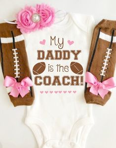 Football Coach Baby girl outfit- My dad is the coach - baby girl football - 1st football season baby outfit