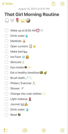 Morning Routine List Ideas, Checklist Morning Routine, Cute Morning Routine List, How Many Cups Of Water A Day, 9:30 Am Morning Routine, Morning Routine Black Teenage Girl, 5 Am That Girl Morning Routine, That Girl 6am Morning Routine, Morning Routines School