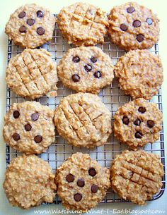 cookies with chocolate chips on a cooling rack