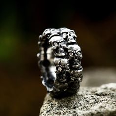 Customized and made to order just for you the way you want it. - Stainless Steel grade - Skull Ring (reaper theme) - Clear CZ gemstones - Other shapes & styles available - Gemstones and other shapes can be customized as an addon. - Bundle together with addons like jewelry boxes, cleaning clothes, special gift wrap, cards, and more. Crafted with precision and attention to detail, this ring is made from the finest materials to ensure durability and longevity. The steel templates are cut with preci Punk Skeleton, Stone Rings For Men, Skeleton Ring, Ring Party Jewelry, Compass Bracelet, Shark Earrings, Bracelet Viking, Dolphin Earrings, Mermaid Earrings