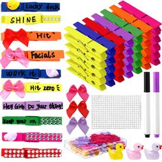 a bunch of different types of hair clips and accessories for kids to use in crafts