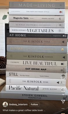 a stack of books sitting on top of a table