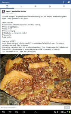 a recipe for pecan pies on facebook