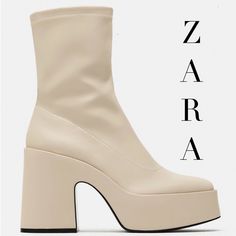 Brand New In Box Gorgeous Off White/Cream Colored Calf Boots. Premium Casual Wear, Or Dress Up Year Round. Made Of Stretch Material. Rounded Toe. Heel Height: 5.1 Inches (13 Cm) Upper- 100% Polyurethane Lining- 100% Polyester Sole- 100% Polyurethane Thermoplastic Insole- 100% Polyester Sole- 30% Rcs-Certified Recycled Synthetic Rubber New Posher?? Use Code Alanahavana When You Sign Up For Poshmark And Get $10 Off Your First Purchase. Trendy Beige High Heel Platform Boots, Beige Platform Heels For Winter, Winter Beige Platform Heels, Trendy Cream High Heel Platform Boots, Trendy Cream Platform Boots For Winter, Cream High Heel Platform Boots, Beige Platform Boots With Pointed Toe, Trendy Beige Ankle Platform Boots, Trendy Cream Leather Platform Boots