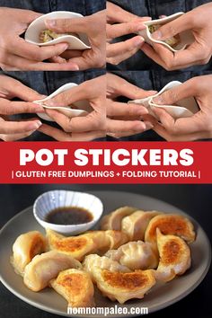 the instructions for how to make pot stickers with gluen free dumplings