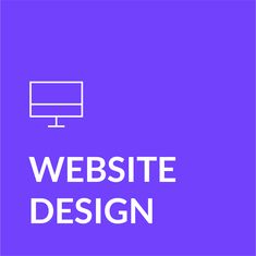 the words website design are in white letters on a purple background with an image of a monitor