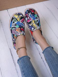 Floral Cloth Loafers: Stylish and Comfortable Slip-On Shoes for Daily Casual Multicolor Slip-ons For Spring, Casual Black Slip-on Sneakers For Spring, Casual Flat Slip-ons, Summer Loafers With Rubber Sole, Summer Loafers With Rubber Sole And Flat Bottom, Spring Canvas Shoes With Rubber Sole And Flat Bottom, Spring Canvas Shoes With Flat Heel, Spring Casual Closed Toe Slip-on Sneakers, Summer Slip-on Sneakers With Cushioned Footbed