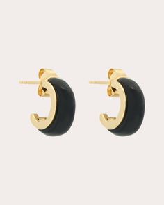 Drawing inspiration from the skies above, the Luna earrings decorate their outer curves with crescent moon motifs crafted from carved black onyx. The solid 18-karat gold construction reflects heirloom quality. Post-back closure 18k yellow gold and black onyx Polish with soft cloth Made in the USA If you would like to consult with a fine jewelry expert, please email us at jewelryconcierge@olivela.com. Black Onyx Hoop Earrings, Huggies Earrings, Crescent Moon, Drawing Inspiration, Black Onyx, Crescent, Onyx, 18k Gold, Fine Jewelry