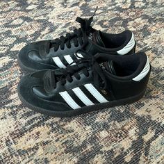 Youth Adidas Sambas. Us Size 3. Barely Worn. Great Shape. Never Worn Outside. Black Sambas, Bape Shoes, Clothing Board, Adidas Sambas, Soccer Cleats Adidas, Adidas Shoes Superstar, Superstars Shoes, Wrestling Shoes, Football Shoes