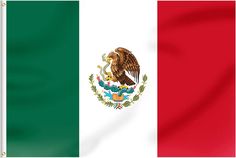 the flag of mexico is waving in the wind with an eagle on it's chest