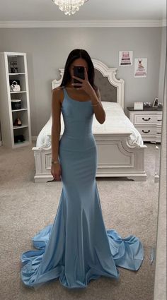 Elegant Dresses Mermaid, Mermaid Dress For Prom, Light Blue Satin Mermaid Dress, Fitted Prom Dresses Long Mermaid Gown, Mermaid Ball Dress, Mermaid Style Prom Dresses Classy, Simple Formal Dresses Long, Prom Dresses Form Fitting, Slim Prom Dresses Long