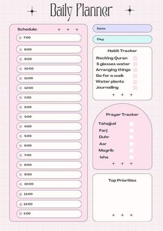 the daily planner is shown in pink and blue