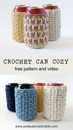 crochet can cozy pattern and video