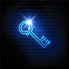 a glowing key on a dark background with numbers in the shape of hexagons