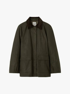 Waxed OCS 100-certified organic cotton canvas jacket. Toteme Jacket, Stone Island Clothing, Waxed Cotton Jacket, Valentino Clothing, Canvas Jacket, British Heritage, Brown Corduroy, Tshirt Skirt, Elbow Patches