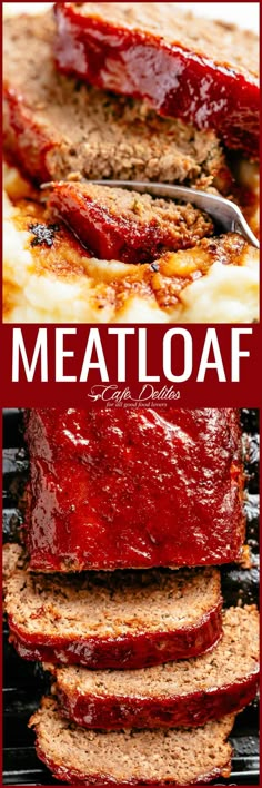 meatloaf on a grill with the words meatloaf above it and below