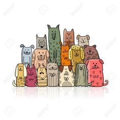 a group of cats with different colors and sizes on white background - miscellaneous objects illustrations