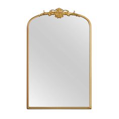 a gold framed mirror on a white background