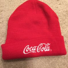 Nwot. Coca Cola Beanie. 100% Acrylic. Casual Red Cotton Beanie, Red Casual Winter Hat, Casual Red Winter Hat, Red Cotton Winter Beanie, Casual Red Winter Beanie, Fitted Red Casual Hat, Classic Red Winter Hat, Classic Red Beanie Hat, Cool Beanies