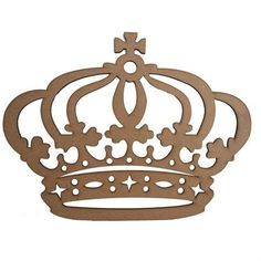 a wooden cutout of a crown on a white background