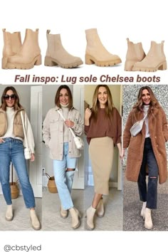 Chelsea Boots Women Outfit, Beige Boots Outfit, Lug Sole Chelsea Boots, White Boots Outfit, Boots Outfit Ideas, Beige Ankle Boots, Chelsea Boots Outfit, Outfit Botas, Winter Boots Outfits