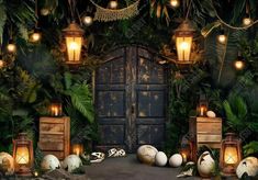 Dinosaur Wooden Door Backdrop - Gatsby Backdrop Dino Party Photo Booth, Green Photoshoot Background, Dino Backdrop, Dinosaur Theme Backdrop, Jurassic Park Backdrop, Dinosaur Photo Backdrop, Safari Photo Booth, Door Backdrops, Halloween Photo Booth