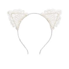 These Ears Are Super Cute And Classy! Perfect For Halloween, Cosplay, Or Just Because! Kawaii Style! White Cat Ears, Paw Party, Cat Ear Headband, Horn Headband, Kawaii Style, Lace Headbands, Cat Ear, Lace Hair, Lace Ribbon