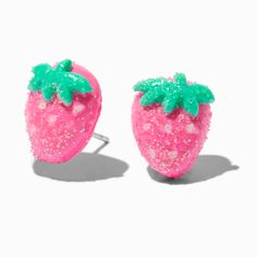 Claire's Glitter Strawberry Stud Earrings Christmas Earrings Clay, Claires Earrings, Piercing Kit, Beads Candy, Candy Jewelry, Kawaii Jewelry, Dope Jewelry, Fashionable Jewelry, Fimo Clay