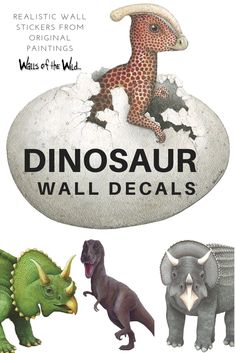 the dinosaur wall decals are on display