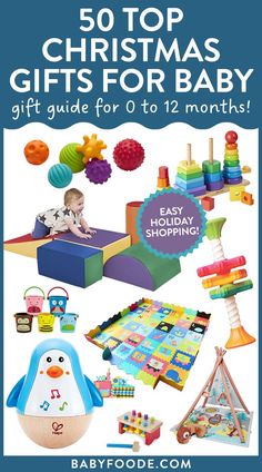 holiday gift images of toys and learning objects for baby One Year Old Christmas Gifts, 6 Month Old Toys, Christmas Gifts For Baby, 4 Month Old Baby, Stocking Stuffers For Baby, Baby Stocking, Baby Gift Guide, Top Christmas Gifts