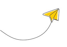 a yellow paper airplane flying in the sky