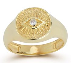 Add a touch of mystique to any outfit with this Sterlina Silver evil eye signet ring. This striking piece features a captivating evil eye design, adorned with a cubic zirconia stone at the center. From Sterlina Silver. Evil Eye Design, Ring Ideas, Eye Design, Signet Ring, Evil Eye, Cubic Zirconia, Jewelry Rings, Ring, Stone