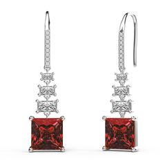 PRICES MAY VARY. ⭐ BRILLANT SIMULATED DIAMOND ⭐ These stunning dangle earrings are 925 sterling silver with high-cost rhodium plating. These safe materials are hypoallergenic and have oxidation resistance. ⭐ SIZE & MATERIALS ⭐ Square dangle earrings Size: 40*9 mm/1.57*0.35 Inch, created gemstones Size: 8*8mm/2.5ct. Beautiful nickel-free earrings that are suitable for almost all sensitive ears. ⭐ HIGH-QUALITY ⭐ Trendy Square clear, Black, Emerald, Pink, Red, Blue sapphire gemstone earrings, delig Princess Cut, Gold Plated Sterling Silver, Earring Gifts, Statement Earrings, Cubic Zirconia, Women's Earrings, Timeless Fashion, Gifts For Women, Shoe Jewelry