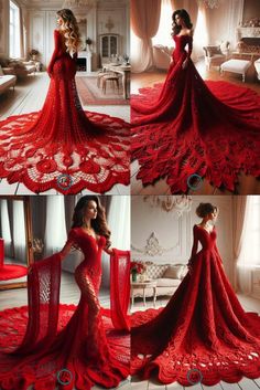 Crochet Red Wedding Dress Crochet Wedding Dress, Red Wedding Gowns, Different Wedding Dresses, Beautiful Ball Gowns, Crochet Wedding Dresses, Crochet Hoodie, Two Piece Wedding Dress, Amazing Crochet, Red Crochet