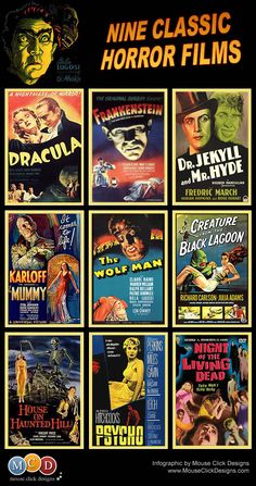 many different movie posters are shown together