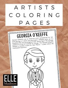 a coloring book with the title, artist's coloring pages georgia o'keefe