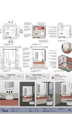 an architectural drawing of a bathroom with various features and layouts, including the toilet