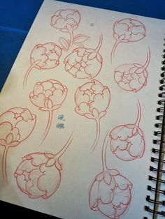 a drawing of some flowers on a piece of paper