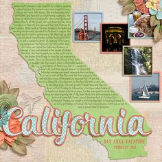 the california state is surrounded by photos and flowers