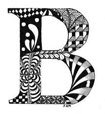 the letter b is made up of many different patterns and shapes in black and white