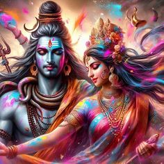 photo of lord shiva and mata parwati celebration holi with colours Mahadev Parvati, Soulful Art, Aadi Shakti, Lord Wallpapers, Shiva Lord, Shiva Tattoo