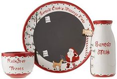 a christmas themed dinner set with santa's helper