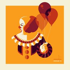 an illustration of a clown holding balloons