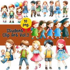 children clip art vol 3 - 10 png files for commercial use in adobe and photoshop