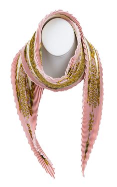 Hermès 100% silk twill scarf with hand-rolled edges. Brandebourg scarf by Cathy Latham. Rare and collectible pink pleated version. Comes in box. Striped Bedding, Silk Twill Scarf, Scarf Outfit, Vintage Silk Scarf, Pink Scarves, Hermes Scarf, Hermes Handbags, Silk Twill, Vintage Chanel